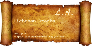 Lichtman Aranka névjegykártya